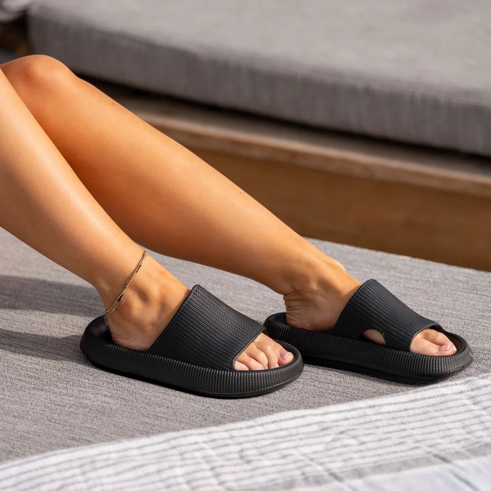 The Cloudies - Black Slide Sandals